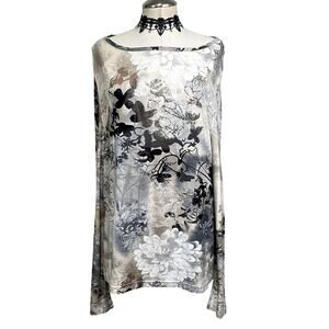 Vtg Y2k Taylor Brooke Floral Grunge Gothic Long Sleeve Neutral Earthy Top